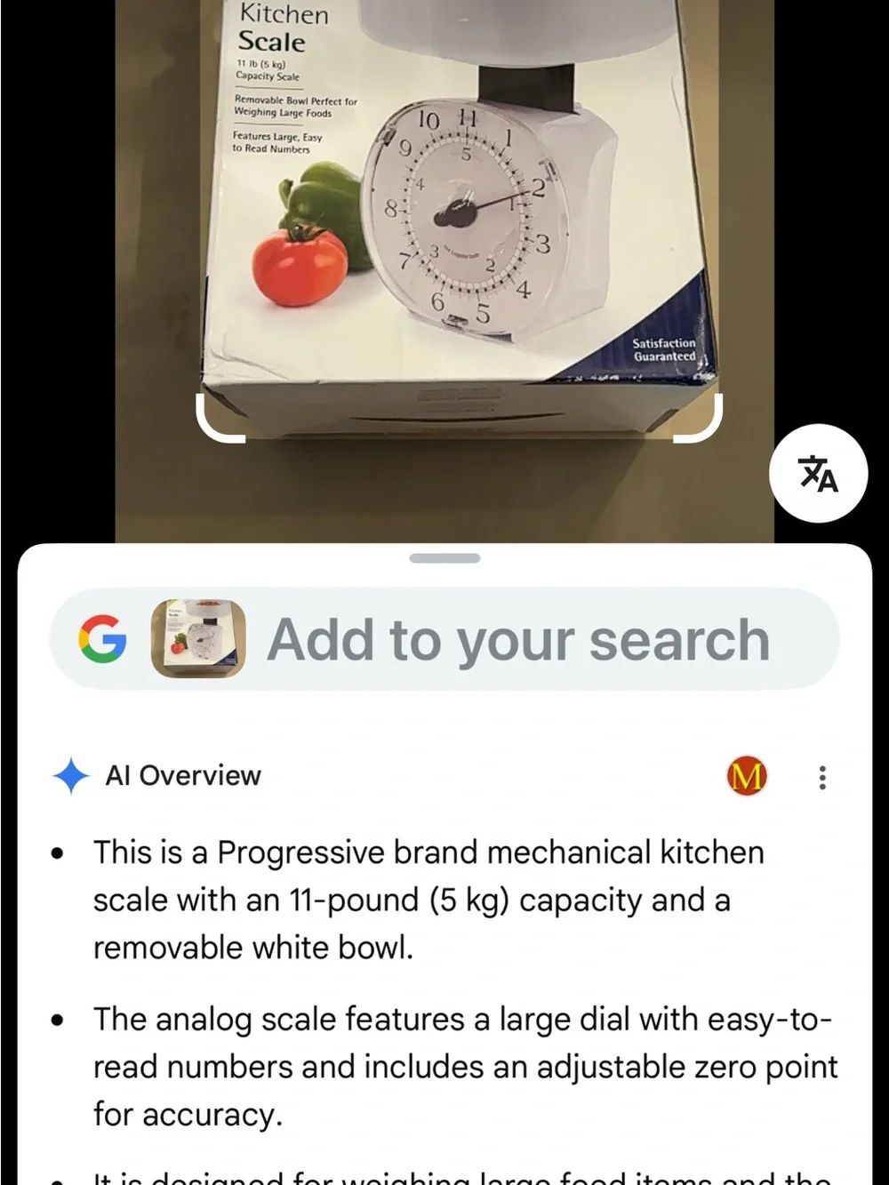 Progressive White Kitchen Scale with Removable Bowl